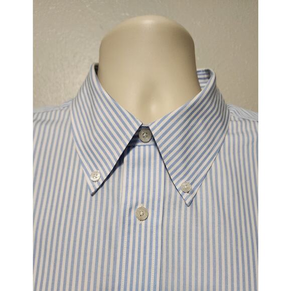 Brooks Brothers Regent Long Sleeve Button-down Dress Shirt Size XL Striped Blue - Picture 2 of 5